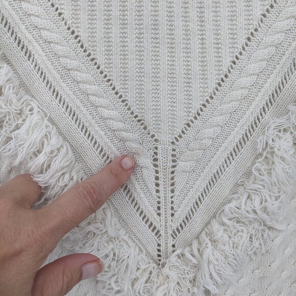 Talbots Cream Fringe Textured Pullover Sweater XL - Picture 2 of 10